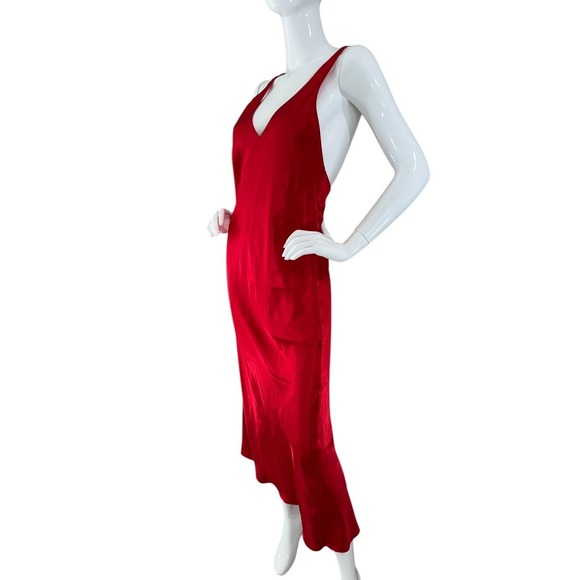 Frederick's of Hollywood Red Maxi Slip Dress Nightgown Spaghetti Strap - Small - Picture 10 of 13